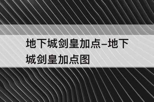 地下城剑皇加点-地下城剑皇加点图