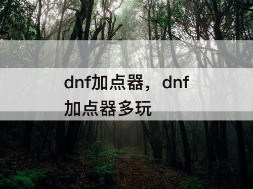 dnf加点器，dnf加点器多玩