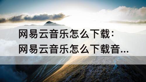 网易云音乐怎么下载：网易云音乐怎么下载音频文件