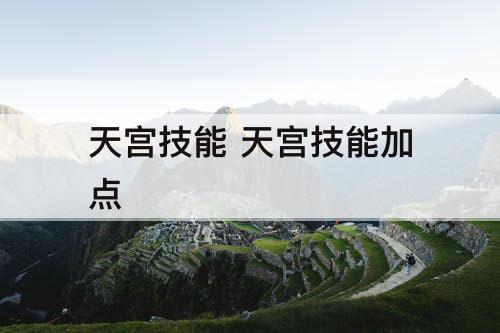 天宫技能 天宫技能加点