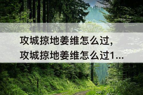攻城掠地姜维怎么过，攻城掠地姜维怎么过165