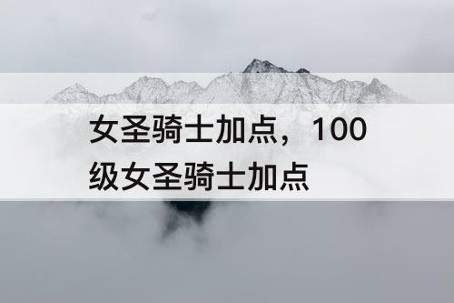 女圣骑士加点，100级女圣骑士加点