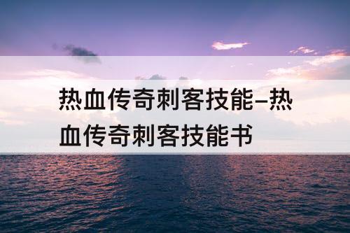 热血传奇刺客技能-热血传奇刺客技能书