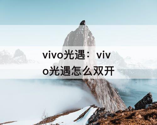vivo光遇：vivo光遇怎么双开