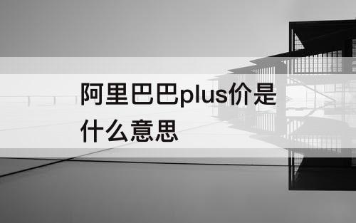 阿里巴巴plus价是什么意思