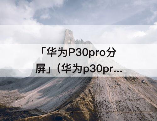 「华为P30pro分屏」(华为p30pro分屏功能怎么使用)