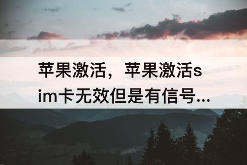 苹果激活，苹果激活sim卡无效但是有信号怎么半