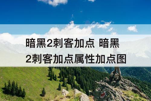 暗黑2刺客加点 暗黑2刺客加点属性加点图