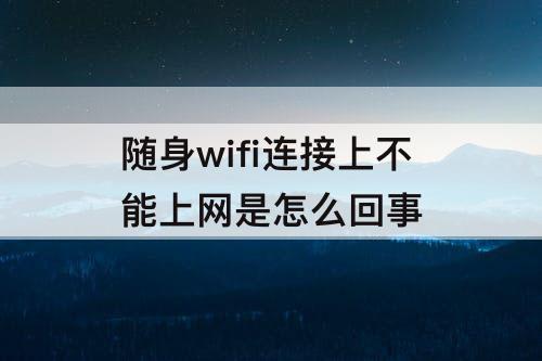 随身wifi连接上不能上网是怎么回事