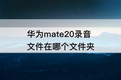 华为mate20录音文件在哪个文件夹
