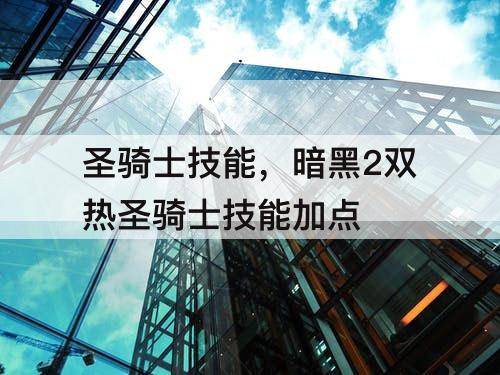 圣骑士技能，暗黑2双热圣骑士技能加点