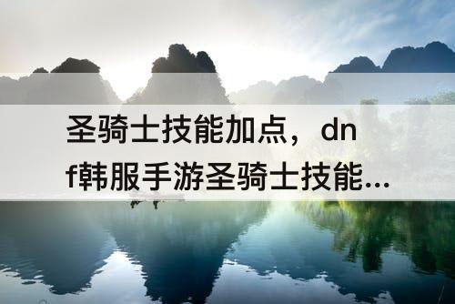 圣骑士技能加点，dnf韩服手游圣骑士技能加点