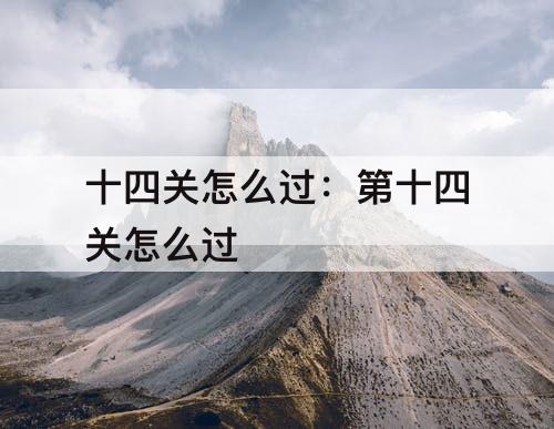 十四关怎么过：第十四关怎么过