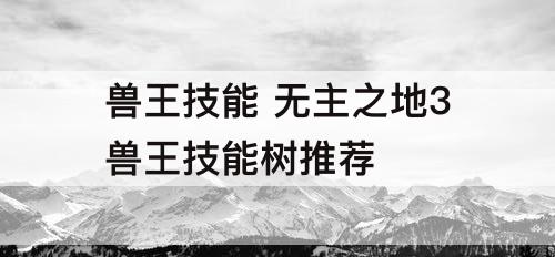 兽王技能 无主之地3兽王技能树推荐