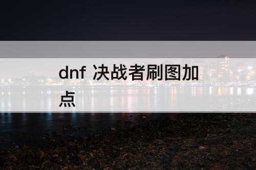 dnf 决战者刷图加点