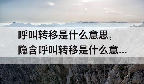 呼叫转移是什么意思，隐含呼叫转移是什么意思