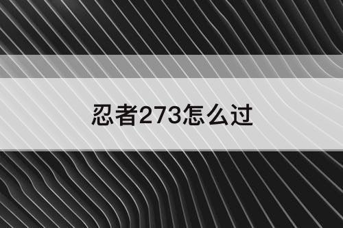 忍者273怎么过
