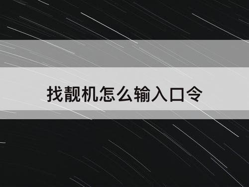 找靓机怎么输入口令