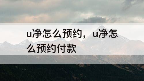 u净怎么预约，u净怎么预约付款