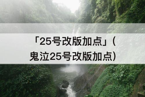 「25号改版加点」(鬼泣25号改版加点)
