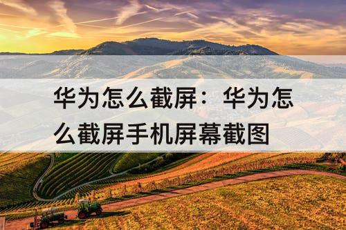 华为怎么截屏：华为怎么截屏手机屏幕截图