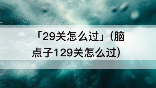 「29关怎么过」(脑点子129关怎么过)