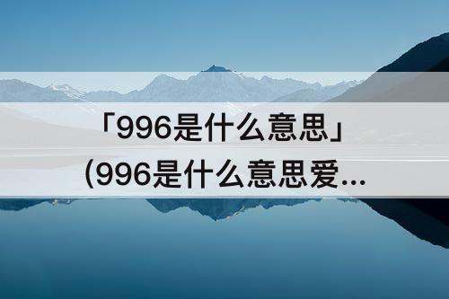 「996是什么意思」(996是什么意思爱情含义)