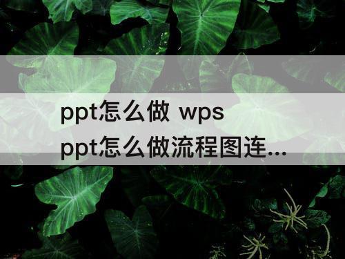 ppt怎么做 wpsppt怎么做流程图连线