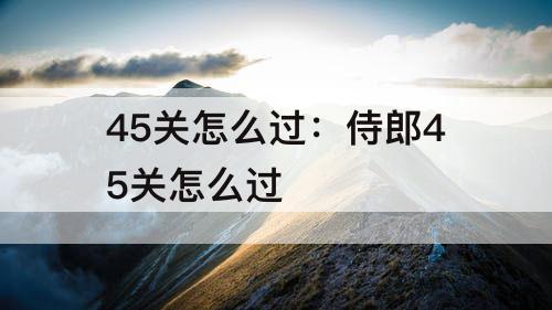 45关怎么过：侍郎45关怎么过