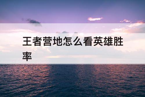 王者营地怎么看英雄胜率