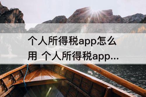 个人所得税app怎么用 个人所得税app怎么用绑定银行卡支付