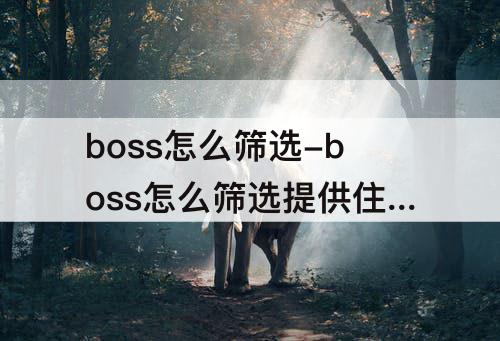 boss怎么筛选-boss怎么筛选提供住宿的