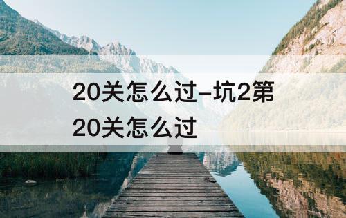 20关怎么过-坑2第20关怎么过