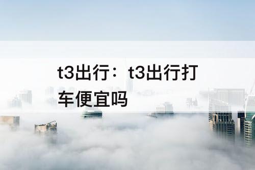 t3出行：t3出行打车便宜吗