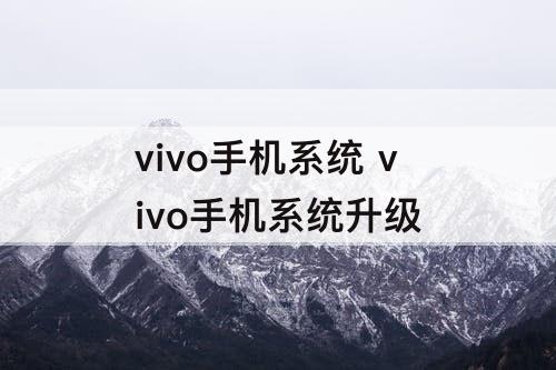 vivo手机系统 vivo手机系统升级