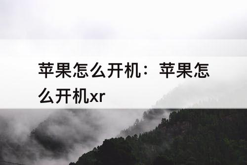 苹果怎么开机：苹果怎么开机xr
