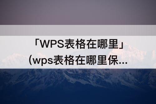 「WPS表格在哪里」(wps表格在哪里保存)