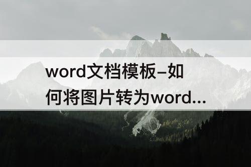 word文档模板-如何将图片转为word文档模板