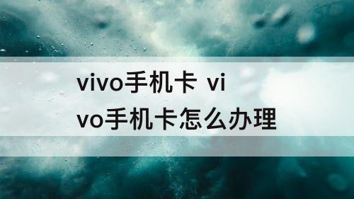 vivo手机卡 vivo手机卡怎么办理