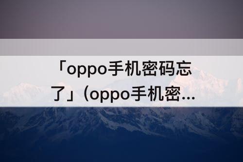 「oppo手机密码忘了」(oppo手机密码忘了怎么办怎么解锁)