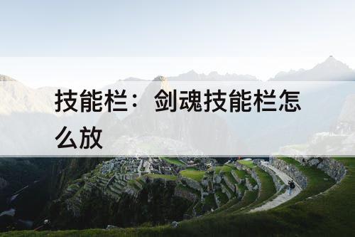技能栏：剑魂技能栏怎么放