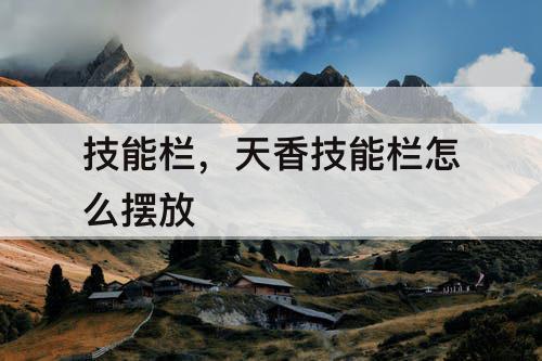 技能栏，天香技能栏怎么摆放