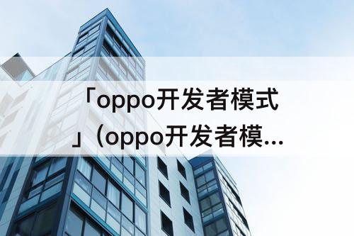 「oppo开发者模式」(oppo开发者模式怎么设置好)