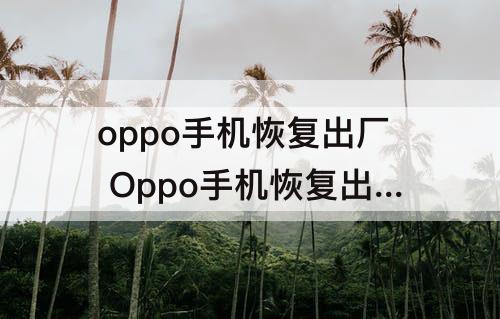 oppo手机恢复出厂 Oppo手机恢复出厂设置密码