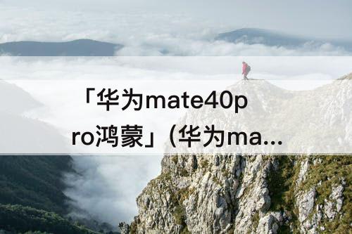 「华为mate40pro鸿蒙」(华为mate40pro鸿蒙3.0退回2.0)