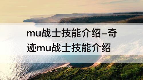 mu战士技能介绍-奇迹mu战士技能介绍