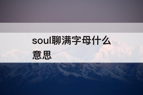 soul聊满字母什么意思