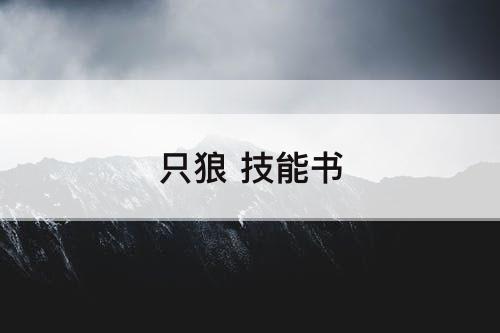 只狼 技能书