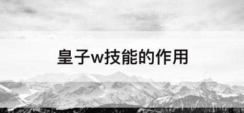 皇子w技能的作用
