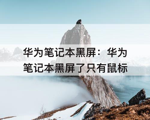 华为笔记本黑屏：华为笔记本黑屏了只有鼠标